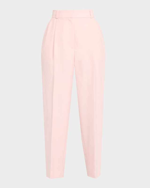 Double Pleated Straight-Leg Ankle Pants
